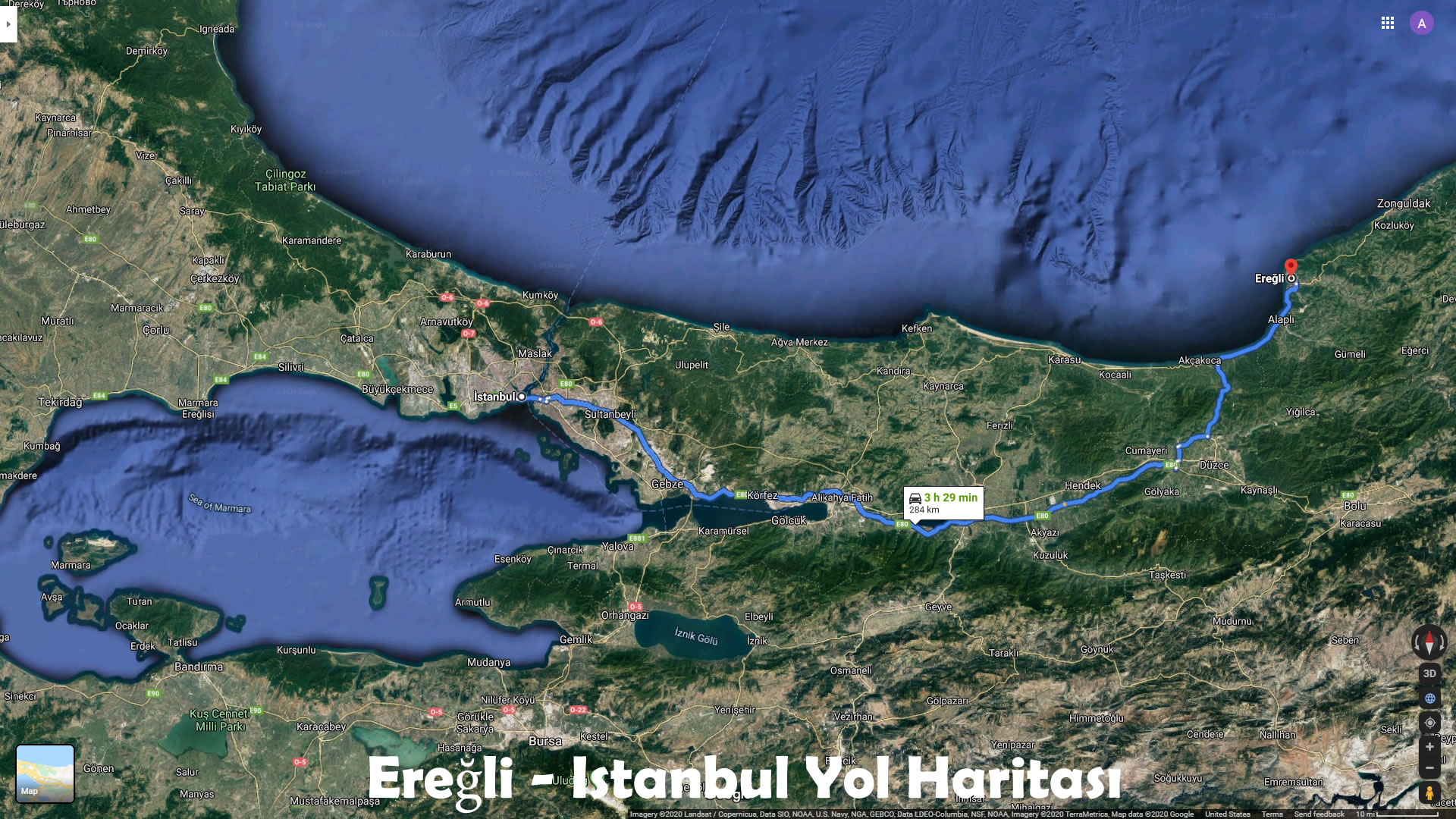 Ereğli - Istanbul Yol Haritası
